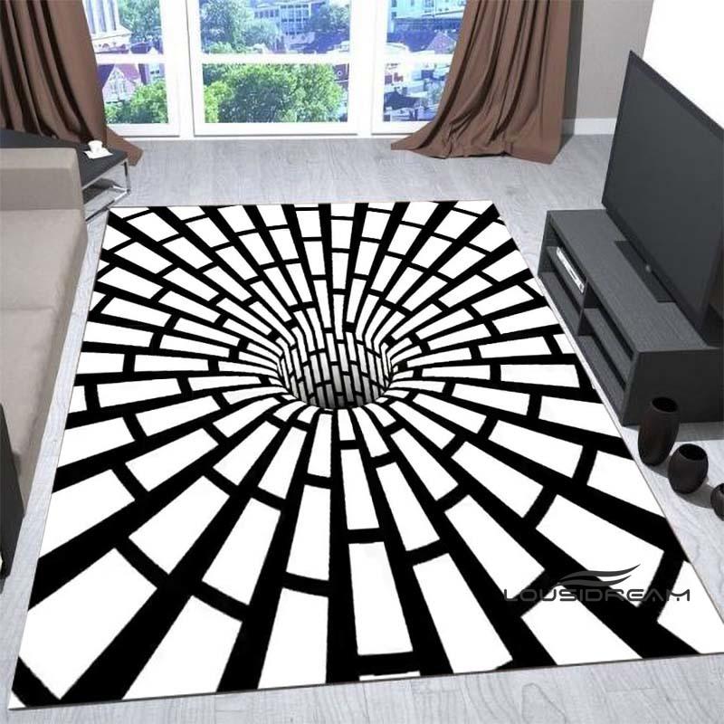 New3D Vortex Illusion Rug for Living Room, Home Decor, Sofa Table Large Area Rugs, Bedside Foot Mat Bedroom, Non-Slip Doormat