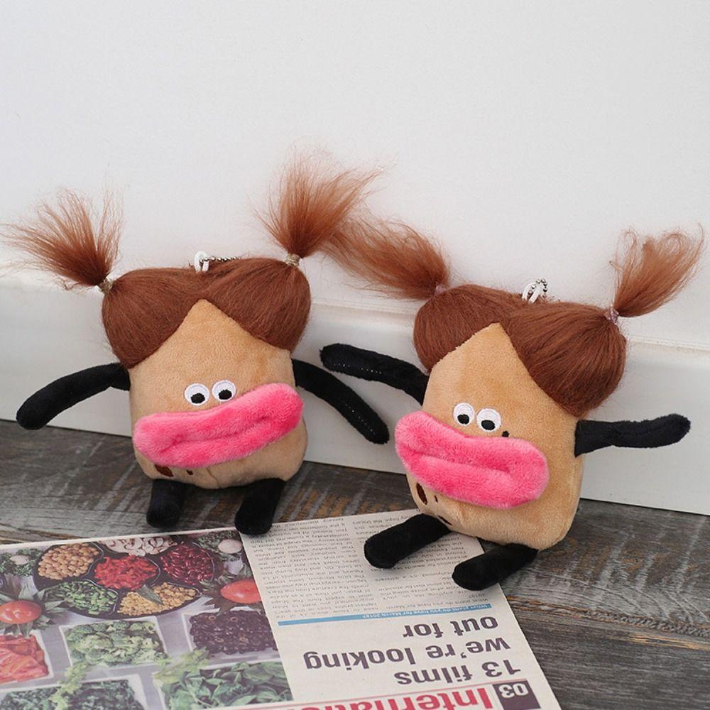 Short Plush Sausage Mouth Plush Keychain Sausage Mouth Doll Sausage Mouth Doll  Bag Pendant