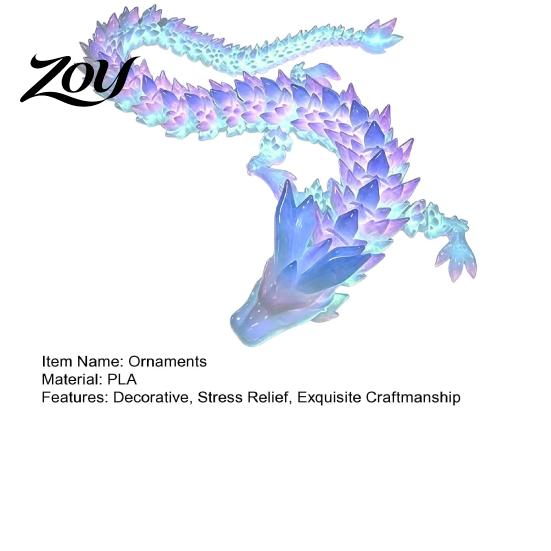 Movable Joint Dragon for Fantasy Lovers 3D Printed Glow in the Dark Fidget Toy, Articulated Non-toxic Plastic Toy Desktop Ornament Kids and