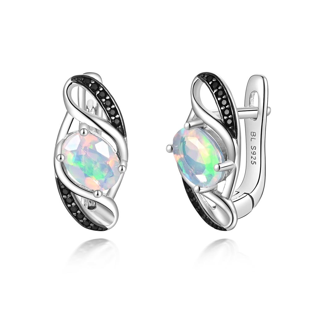 Серьги с застежкой из 100% натурального опала, овальные 5*7 мм, настоящий драгоценный камень, серебро 925 пробы, изысканные ювелирные изделия для женщин, хороший подарок