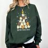 Women's Festive Cat Christmas Tree Print Sweatshirt, Casual Pullovers, Crew Neck Long Sleeve for Winter, Women Xmas Sweatshirts