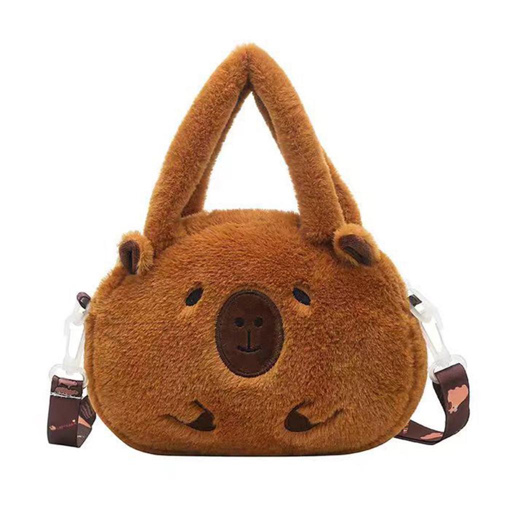 Plush Capybara Backpack Cute Cartoon Animal Stuffed Dolls Shoulder Bag for Students Teens School Bag Crossbody Handbag