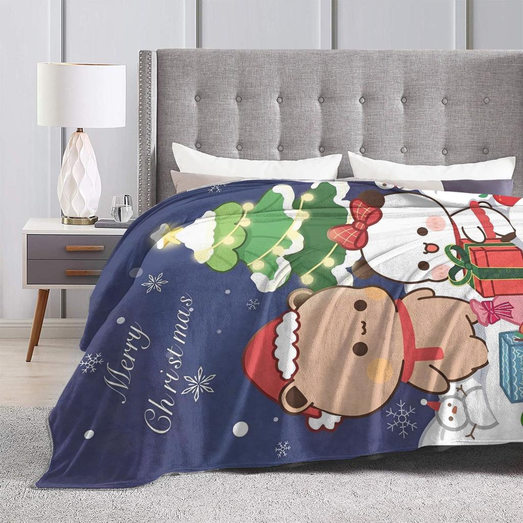 Bubu Dudu Christmas Flannel Blanket Winter Soft Warm Throw Blanket for Kids Adult Home Decor Graphic Bedspread Sofa Bed Cover