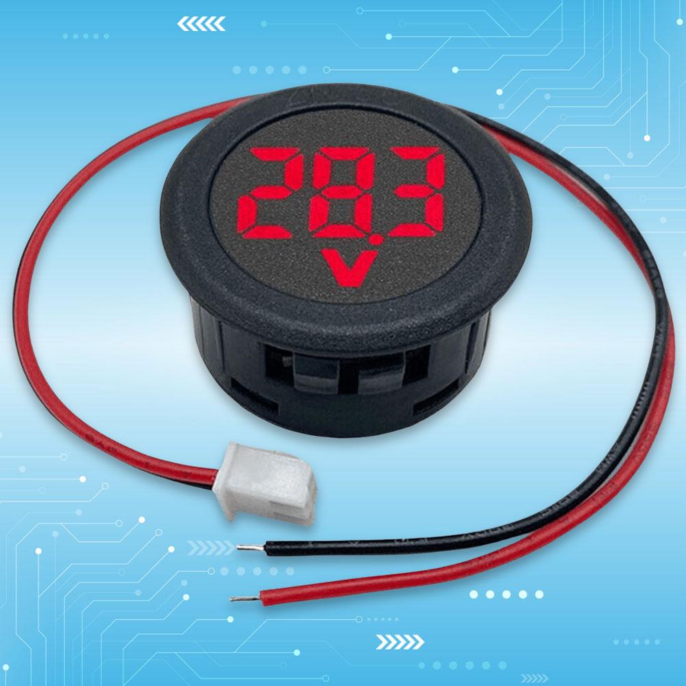 DC 4-100V DC Digital Voltmeter Head Reverse Connection Protection LED Digital Display Round Voltmeter Head Small Volt Test Tool