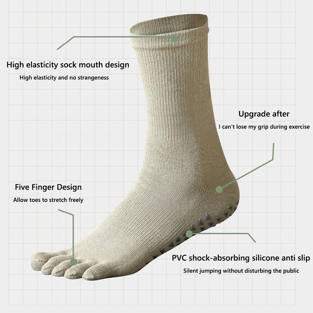 Mid-tube Women Yoga Socks Silicone Non-slip Dance Sports Socks Comfortable Split Toe Socks