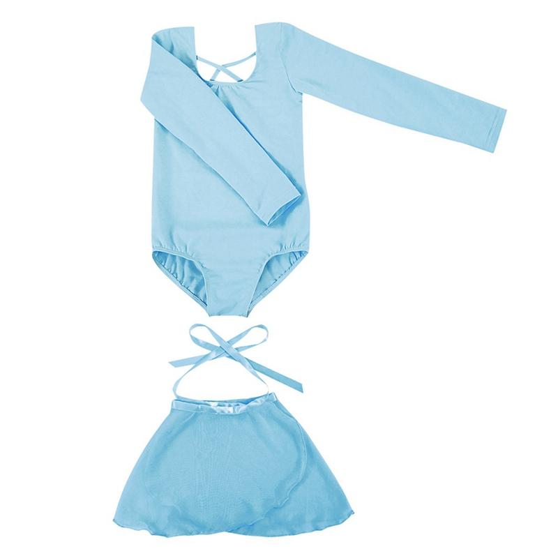 Детские танцевальные костюмы, балетное боди и юбка для девочек, комплект из двух предметов