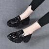 One-pedal Platform Shoes for Women, Spring and Summer New Comfortable Muffin Heel Layer Cow Patent Leather Women