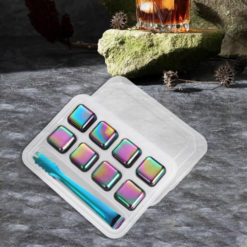 Набор кубиков для охлаждения напитков из нержавеющей стали премиум-класса с подносом — идеально подходит для виски, коктейлей и