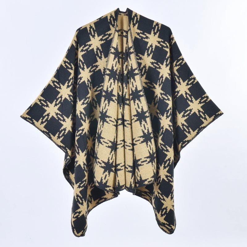 New Imitation Cashmere Women's Shawl Warm Split Cape Travel Four Seasons Double-sided Outer Scarf Cape