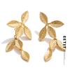 Trending Stainless Steel Metal Leaf Drop Earrings for Women Gold & Platinum Plated Summer Daily Jewelry Accessories