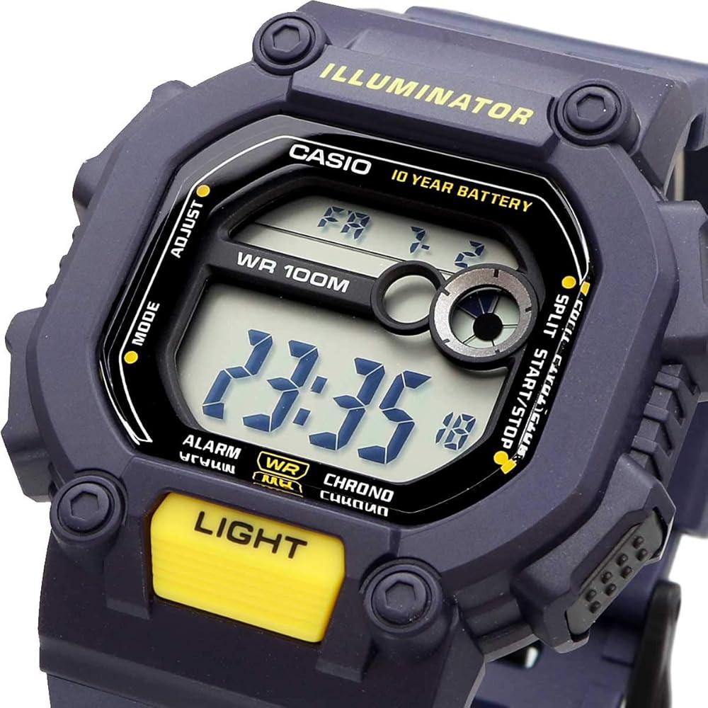 Casio Стандартные цифровые часы W-737H-2AV Мужские Цвет темно-синий Водонепроницаемые Спортивные часы