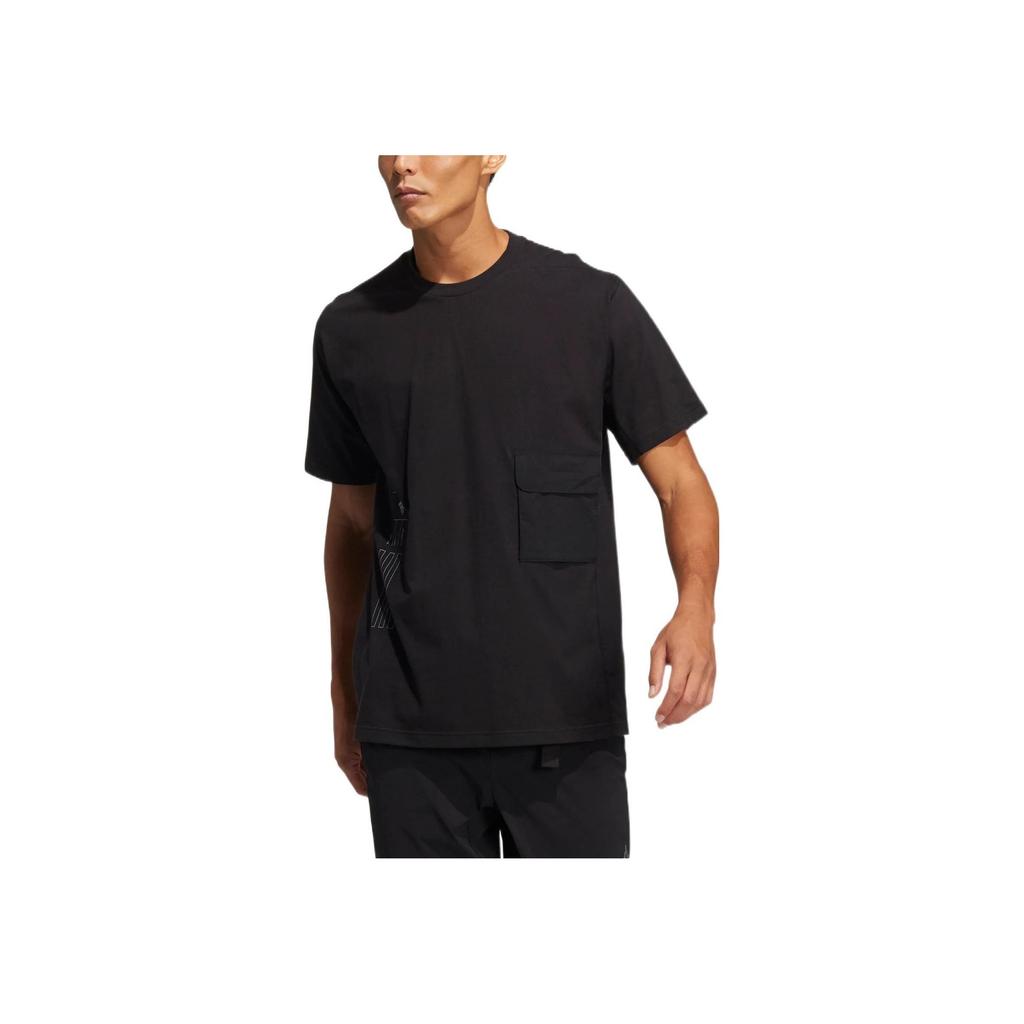 Adidas Спортивная футболка Pure Color с коротким рукавом, мужские топы, черная HE9945