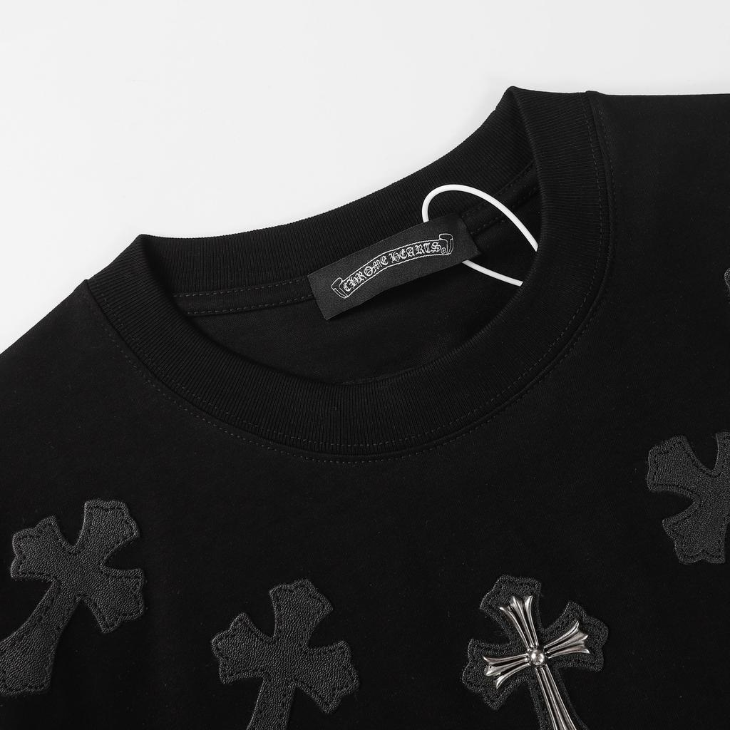 9989 CHROME HEARTS 2025 Летняя новая высококачественная хлопковая футболка с круглым вырезом, свободная, большого размера, для мужчин и женщин, парная футболка