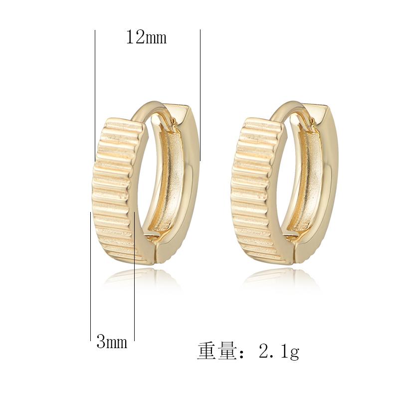 INS Dainty Gold Plated S925 Sterling Silver Minimalist Small Fine Jewelry S925 Wheel Stripe Huggies Hoop Earrings for Women Gift
