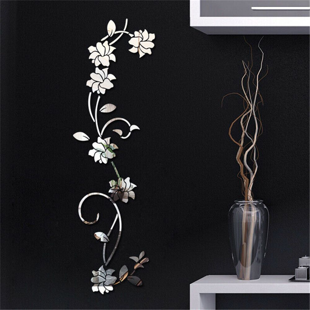 Acrylic DIY 3D Mirror Wall Stickers Decal Flower Shape Mural
