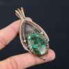 Copper Malachite Gemstone Jewelry Pure Copper Wire Wrapped Handmade Pendant