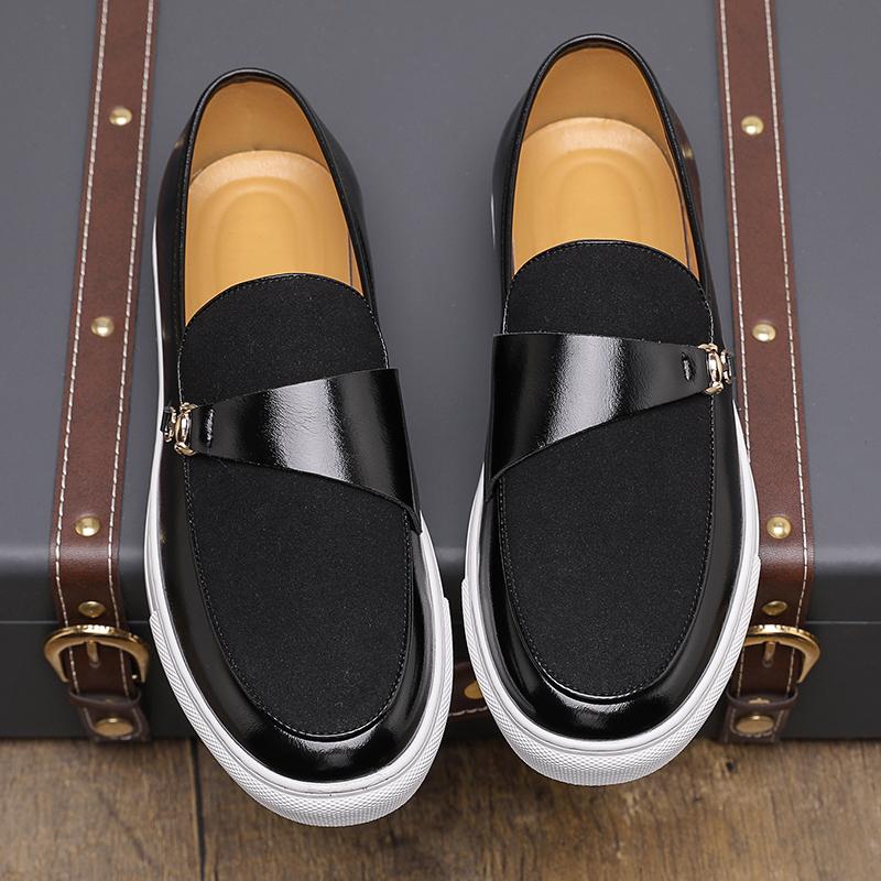 Men Loafers Shoes PU Splicing Flat Bottom Comfortable Non Slip Breathable Business Casual Men Shoes Large Size 38-48
