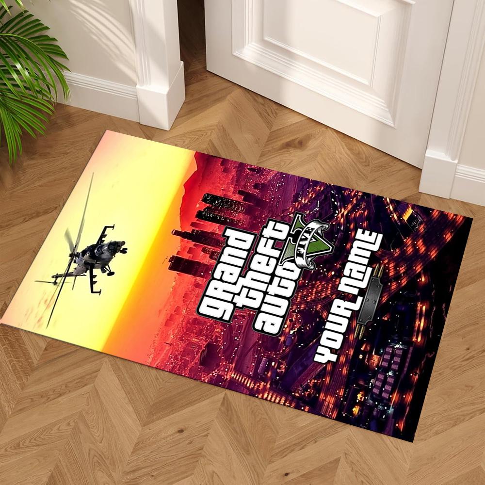 Grand Theft Auto Customized Name Floor Rug Office Rug Design for Kitchen Foyer Bedrooms Playrooms Anti-slip Rug Decorate Offices