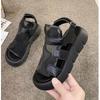 Fashion Sandals Women 2024 Summer New Fashion Thick-bottomed Breathable Yarn   Paste Roman Sandals