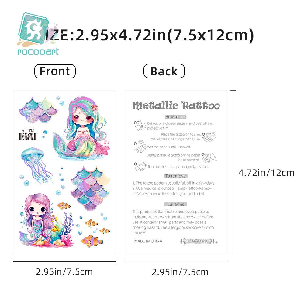 Waterproof Kids' Cartoon Tattoo Stickers: Princess, Butterfly & Mermaid Series
