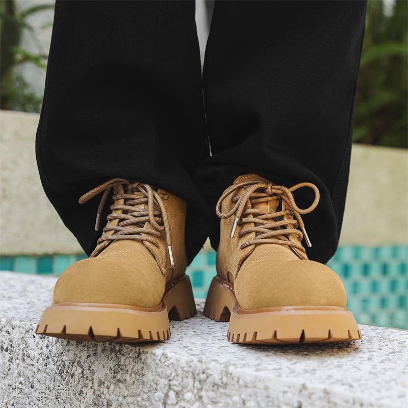 Уличные альпинистские ботинки Мартин мужские 2024 новые британские ботинки с большим носком, ботинки-инструменты со средним верхом, ботинки цвета ревеня 4727-J