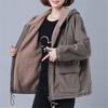 Fashion Plus Velvet Thick Short Jacket Women's Warm Corduroy Hooded Coat Plus Size Zipper Cotton Outerwear Female Tops