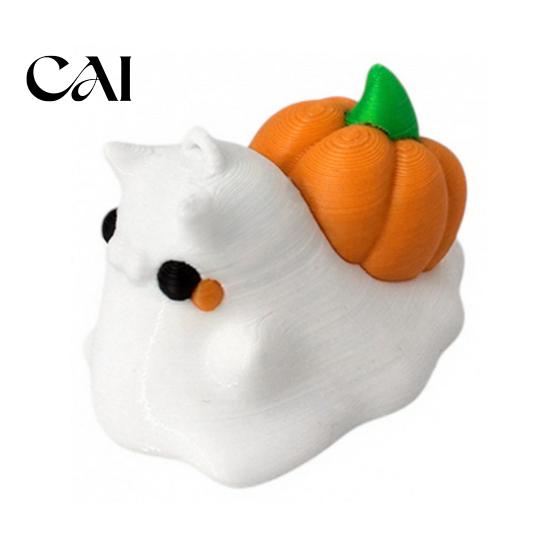 Creative Gift for Snail Lovers Ghost Ornament with Pumpkin Decor, 3D Printed Collectable PLA Art Figures Cute Halloween Figurine, Statue Desktop