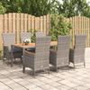 VidaXL Garden Dining Set and Cushions 7 Pcs Grey Rattan, Dining Set, Dining Set 3157552