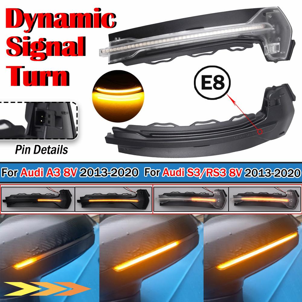 For A3 8V S3 RS3 LED Dynamic Turn Signal Light Flashing Water Side Mirror Indicator Blinker 2013 2014 2015 2016 2017 2018