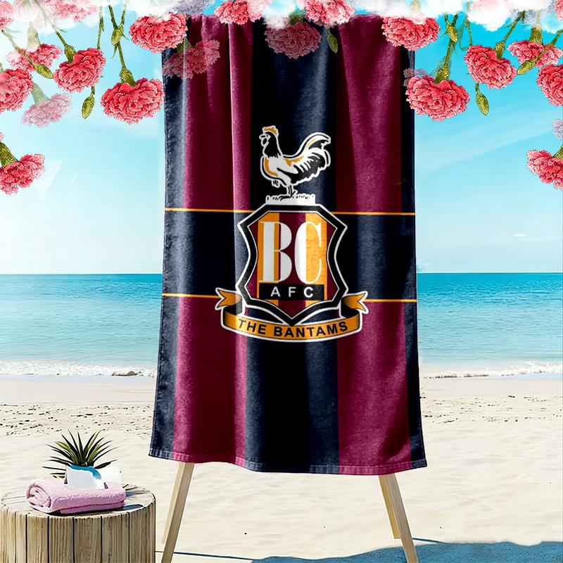 Пляжное полотенце Bradford City AFC, Большое, Мягкое, Быстросохнущее, для Пляжа, Кемпинга, Плавания