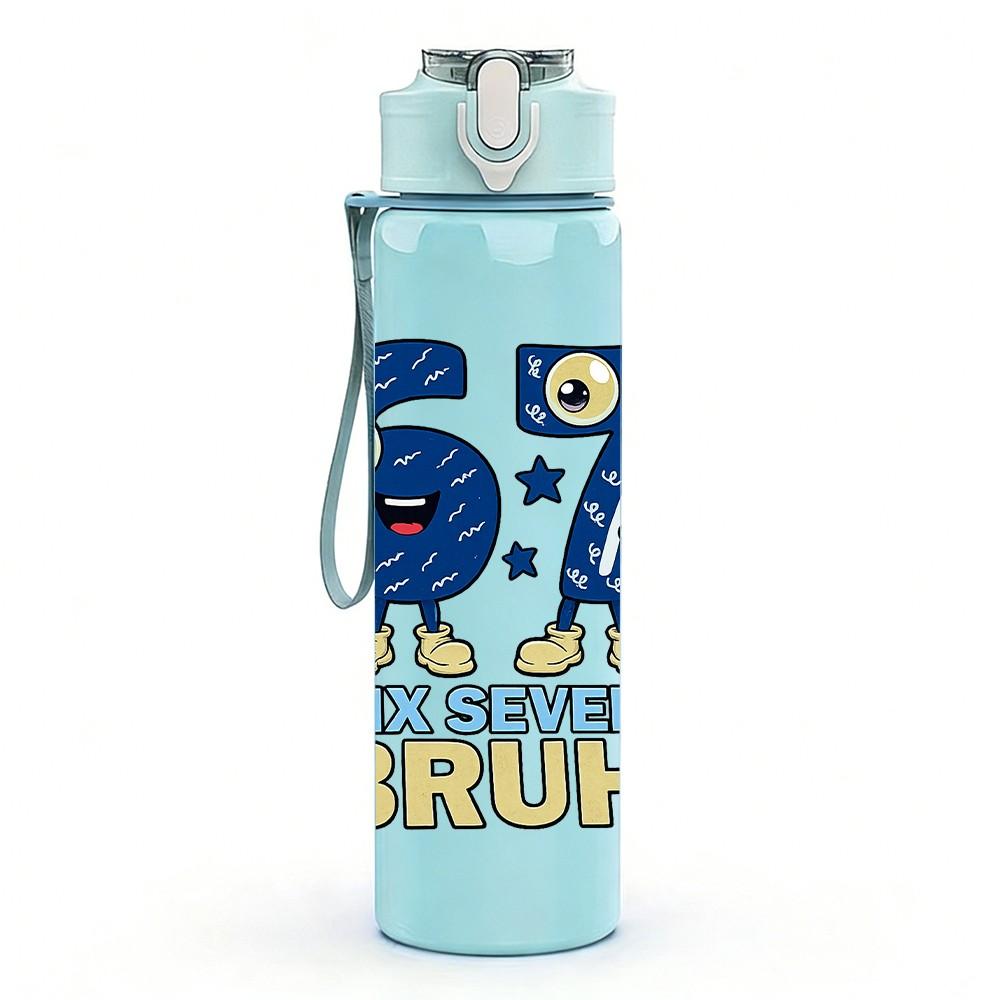 1PC Number 67 Bruh Graffiti Art Print 750ml Color Plastic Sports Water Bottle Leakproof Flip Straw Lid Suitable for Sports Office Home Use