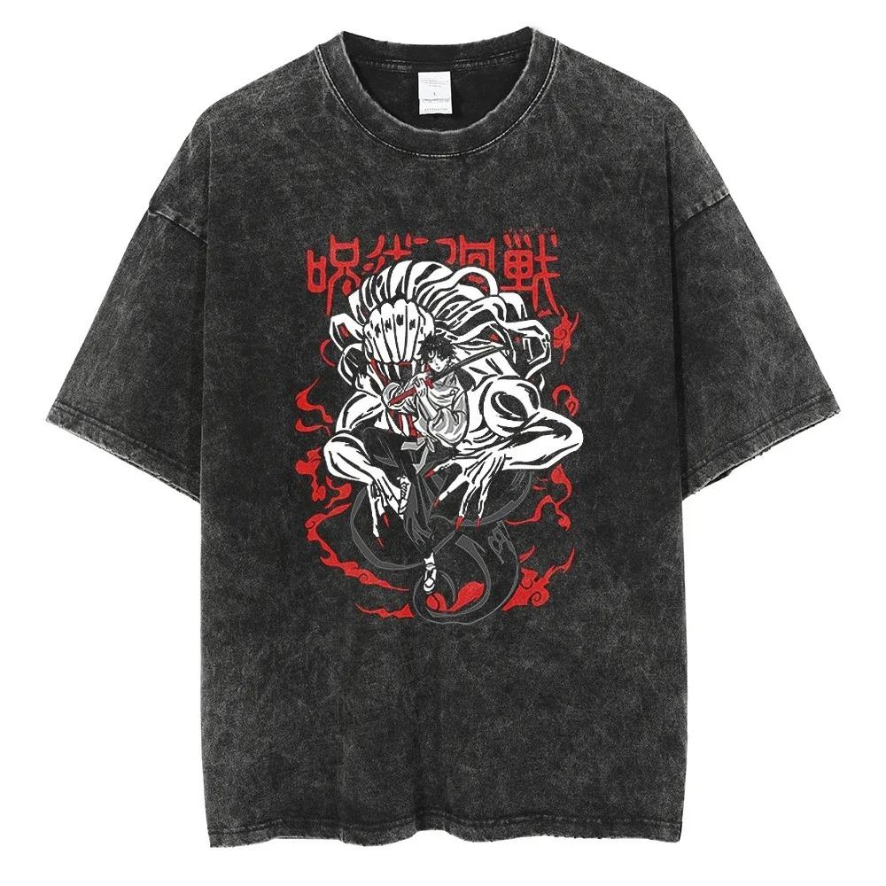Anime Jujutsu Kaisen Satoru Gojo Graphic Printed Tshirt Mens and Womens Washed Tshirt High Quality Vintage Tshirt Tops