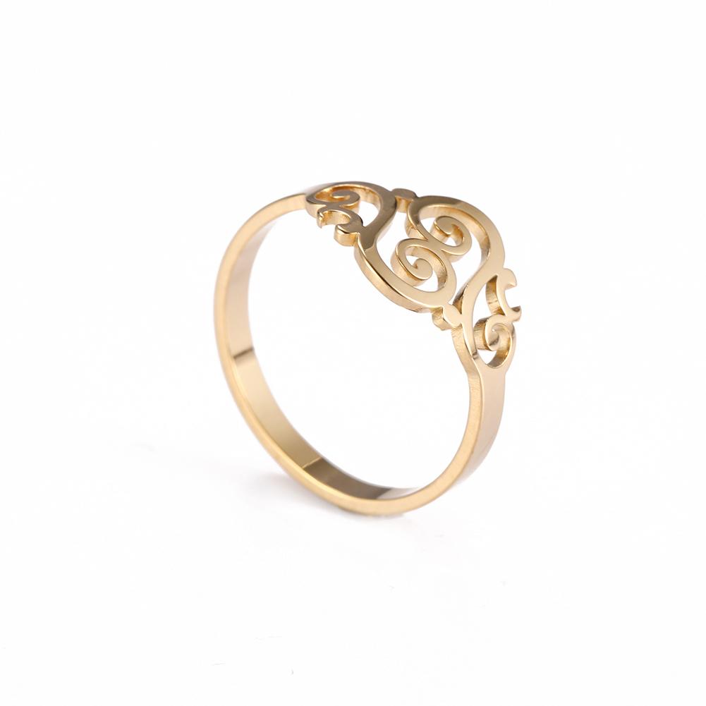 Cazador Vintage Flower Filigree Ring Women Gold Color Stainless Steel Finger Rings Jewelry Anniversary Birthday Mother Gift