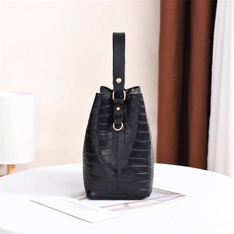 Винтажная кожаная сумка из камня, сумки через плечо, модная женская сумка-ведро, большая вместимость, женская сумка-тоут