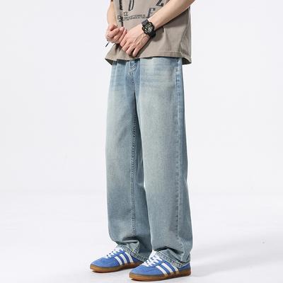 Летние тонкие джинсы для тенниса Новые свободные драпированные прямые широкие штанины