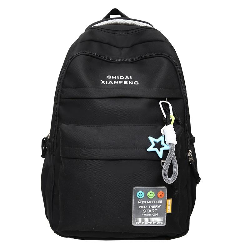 Студенческая школьная сумка большой емкости, женский рюкзак, однотонная лоскутная дорожная сумка