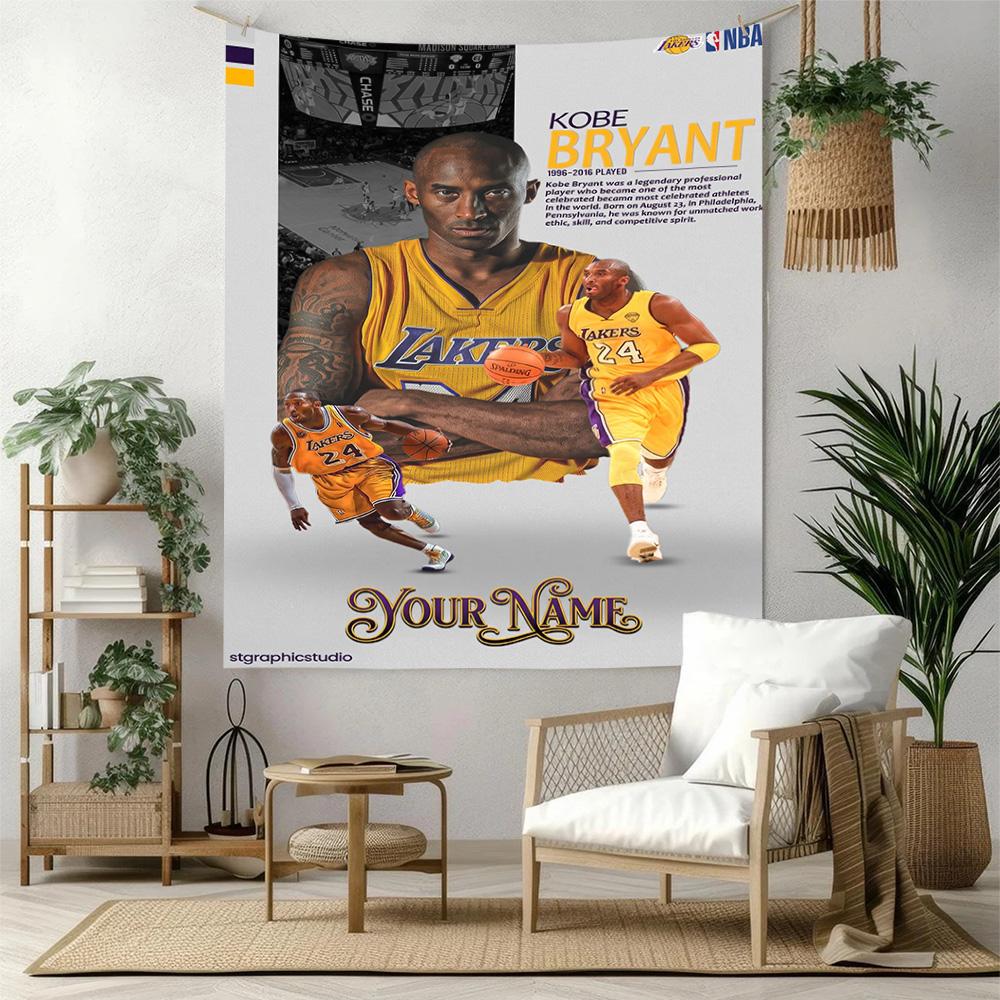 Kobe Custom Your Name Wall Decor Tapestry Art For Pet Memorial Birthdaywedding Party Backdrop Family Gift