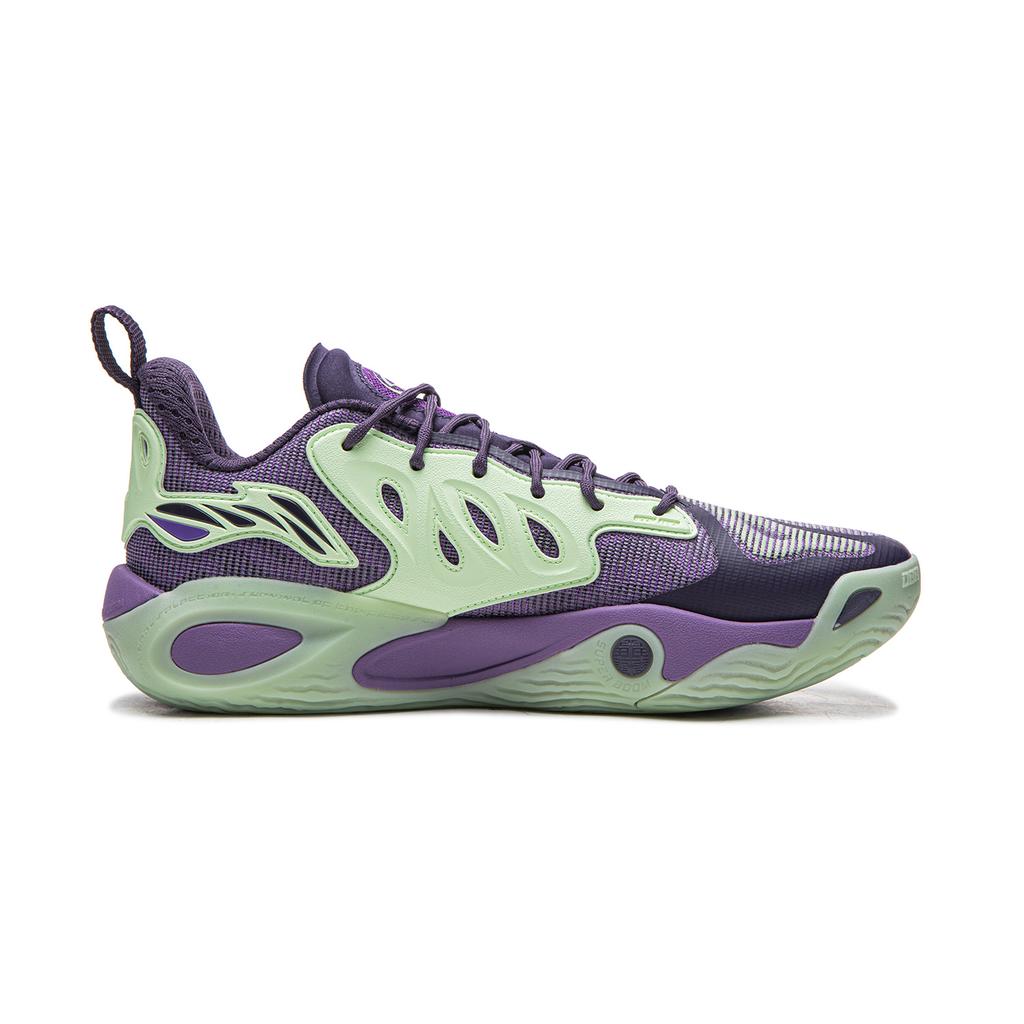 Li Ning Reverse 5 Hunter 2 Super Demon Technology Сетчатые Баскетбольные Кроссовки Мужские Кроссовки Фиолетовый Зеленый ABFW013-10
