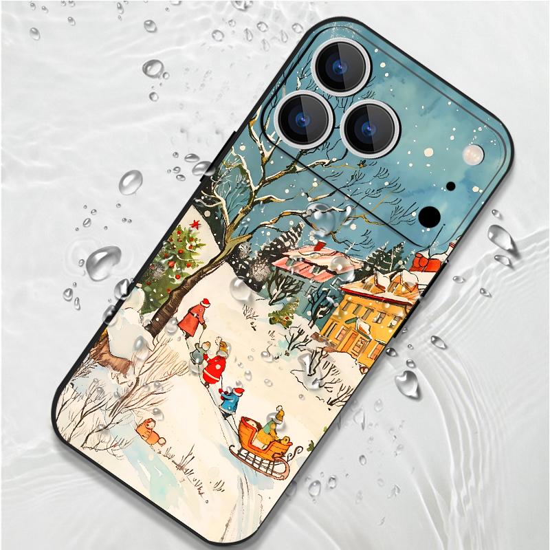 Милый чехол из ТПУ с рисунком Санта-Клауса из мягкого силикона для iPhone 17 Pro Max 16E 16 15 14 13 Pro Max 12 Pro 11 противоударный со шнурком чехол для телефона fundas