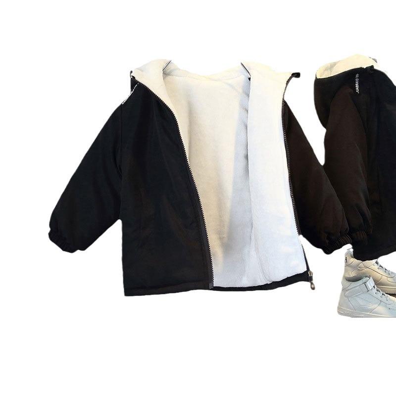 Модная куртка для мальчиков с флисовой подкладкой - Осень/Зима 2025, уличный стиль, утолщенная хлопковая набивка