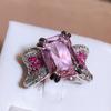 High-definition Pink Diamond Ring Female Personality Opening Pink Four-claw Gemstone Ring Party Birthday Gift Valentine's Day Gift Women Jewelry