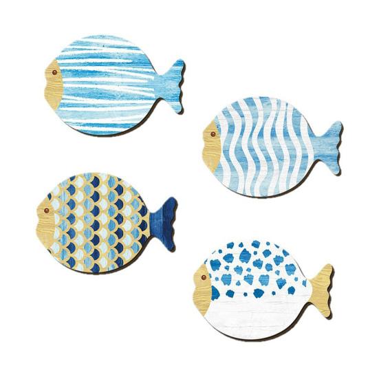 4 шт./набор Деревянное украшение на стену в виде рыбы Фермерский дом Рустикальный Морской Скульптура Настенное искусство в виде рыбы