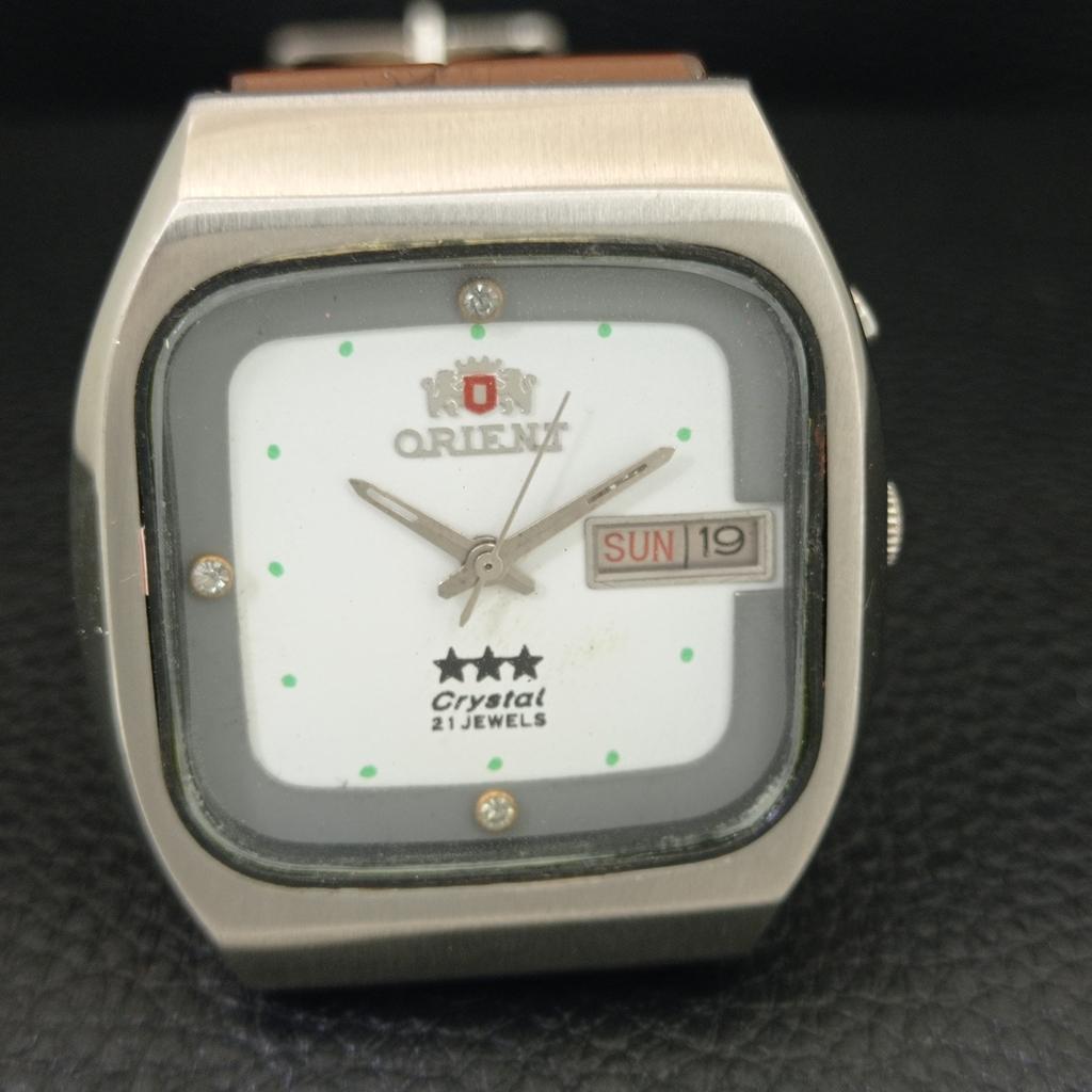 АВТОМАТИЧЕСКИЕ 46941 ВИНТАЖНЫЕ ORIENT CRYSTAL ЯПОНИЯ МУЖСКИЕ ЧАСЫ С БЕЛЫМ ЦИФЕРБЛАТОМ a704883-1