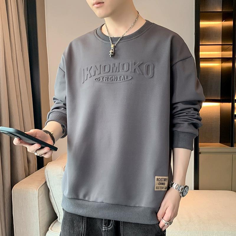 Men's Sweater Spring and Autumn Long-sleeved T-shirt Handsome Versatile Loose Round Neck Men's Clothes