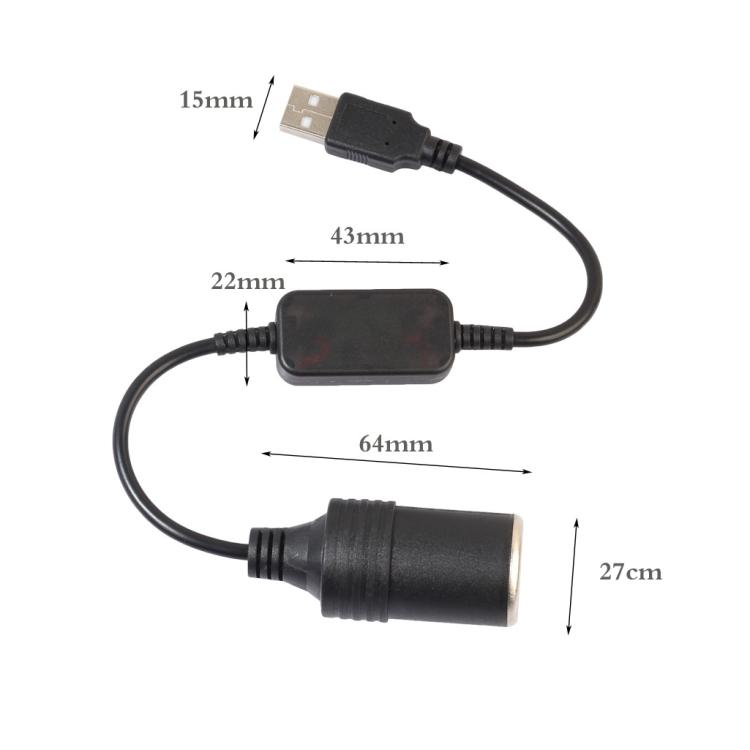 2 шт. Автомобильный USB-адаптер-преобразователь 5 В в 12 В для гнезда прикуривателя, Модель: 35см