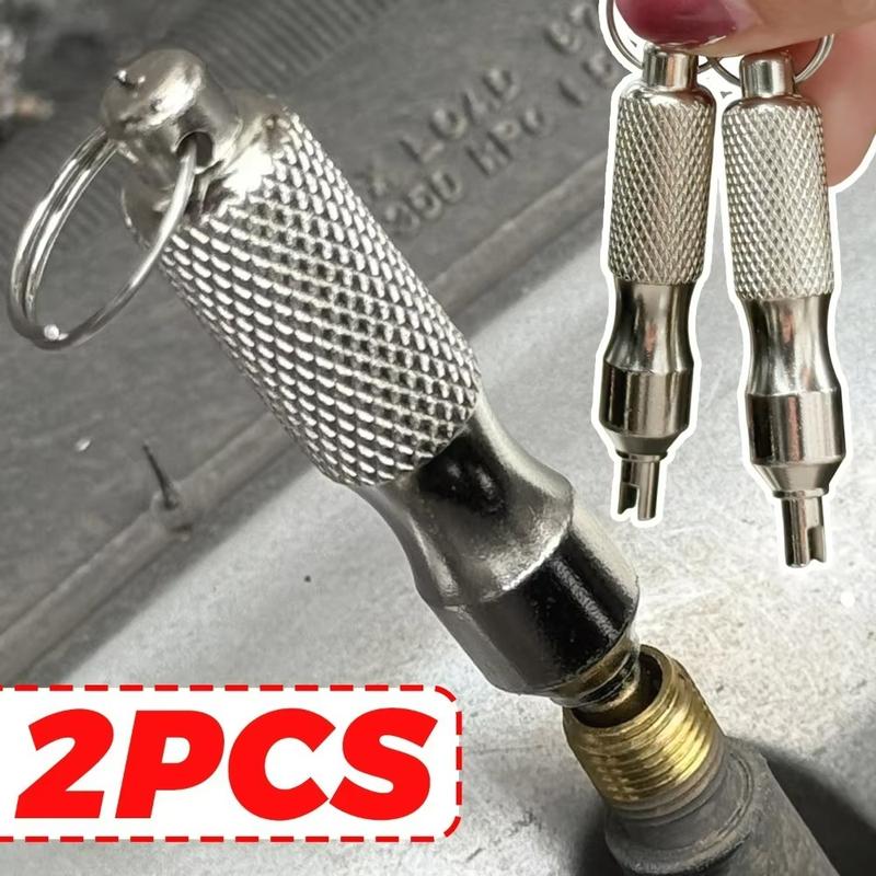 Portable Keychain Valve Core Remover Tool Stainless Steel Key Ring Spanner for Car Motorcycle ATV Bike Tire Repair Universal