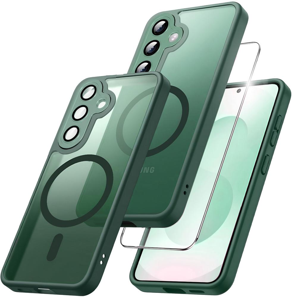 Case for Samsung Galaxy S25+ Plus, for MagSafe, ERBORD Matt Case, green + Screen Protector