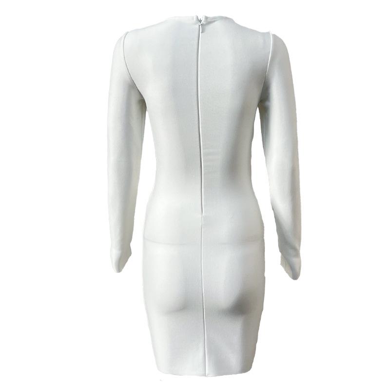 2023 Европейский и американский стиль Полый дизайн Кроп-топ Платье-бандаж - Вечернее платье бодикон с длинным рукавом для женщин