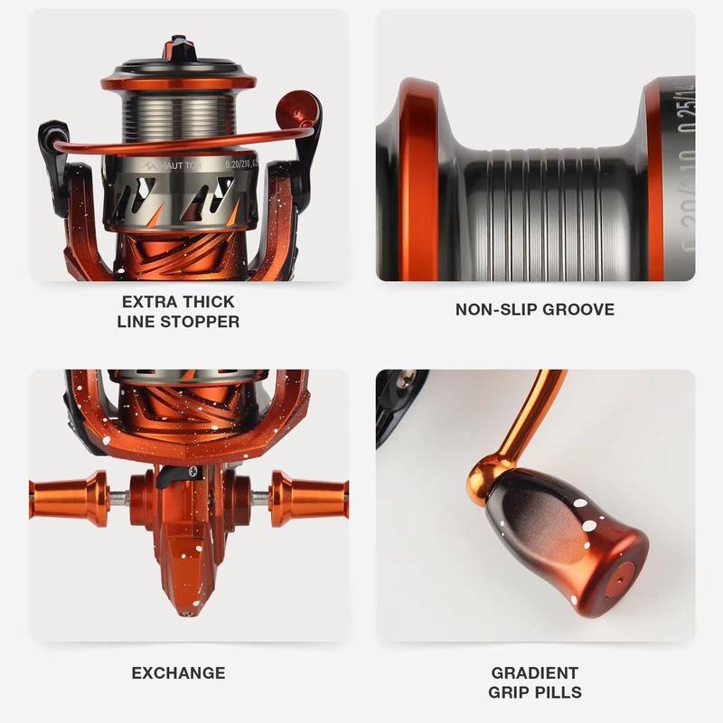 Катушка для спиннинговой рыбалки 1500S/3000S/4000L 5.2:1 Передаточное отношение 4+1BB Подшипники левый и правый взаимозаменяемые Система торможения на большие расстояния 27,1-31,8 фунтов