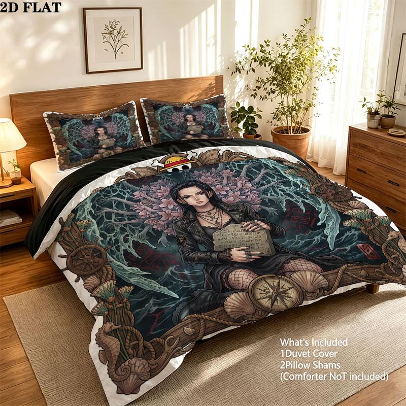 One Piece Pattern Bedding Quilt Set Quilt Cover Pillowcase Home Birthday Gift(1 * duvet cover + 2 * pillowcase, without core)